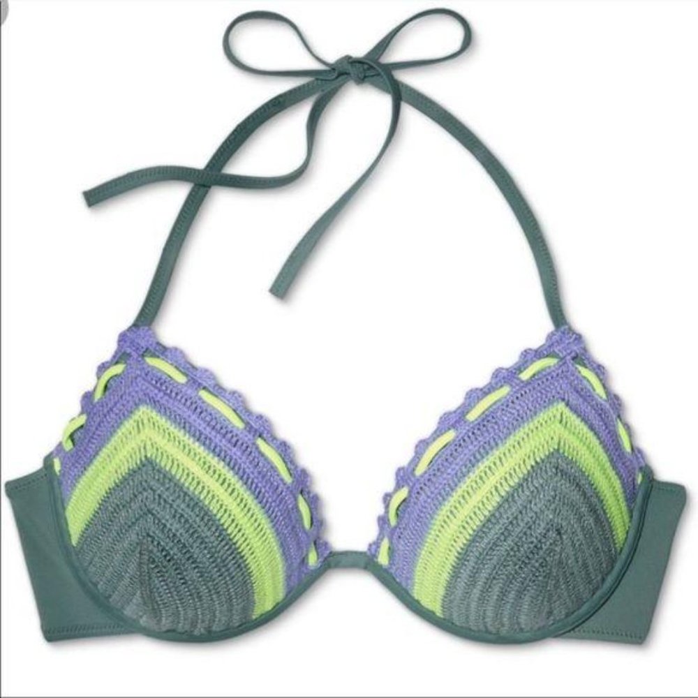 Shade & Shore Light Lift Crochet Halter Bikini Top
